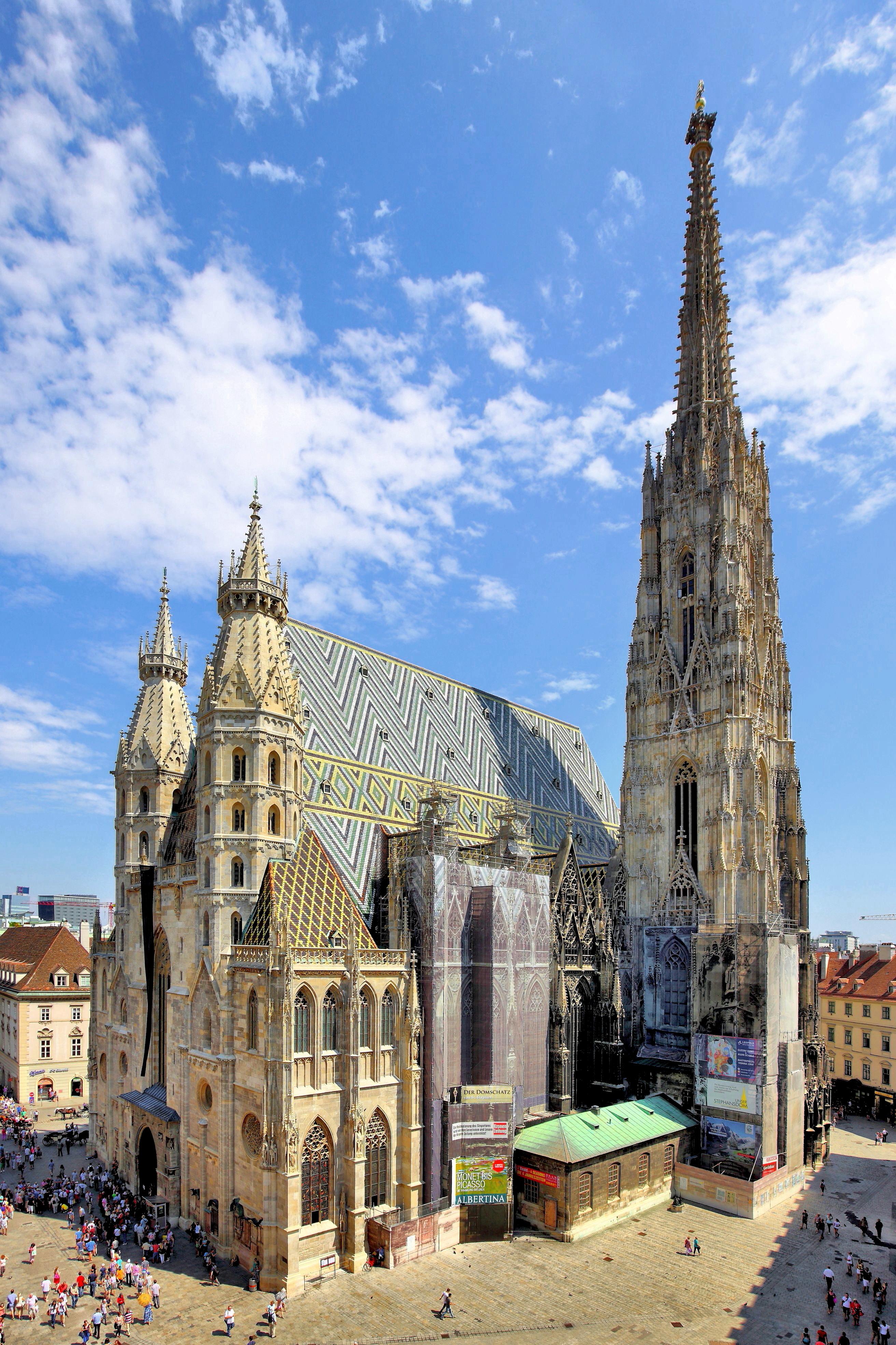 Moment image for Building the Gothic-style Stephansdom {St. Stephen's Cathedral} in Vienna commenced centuries ago.