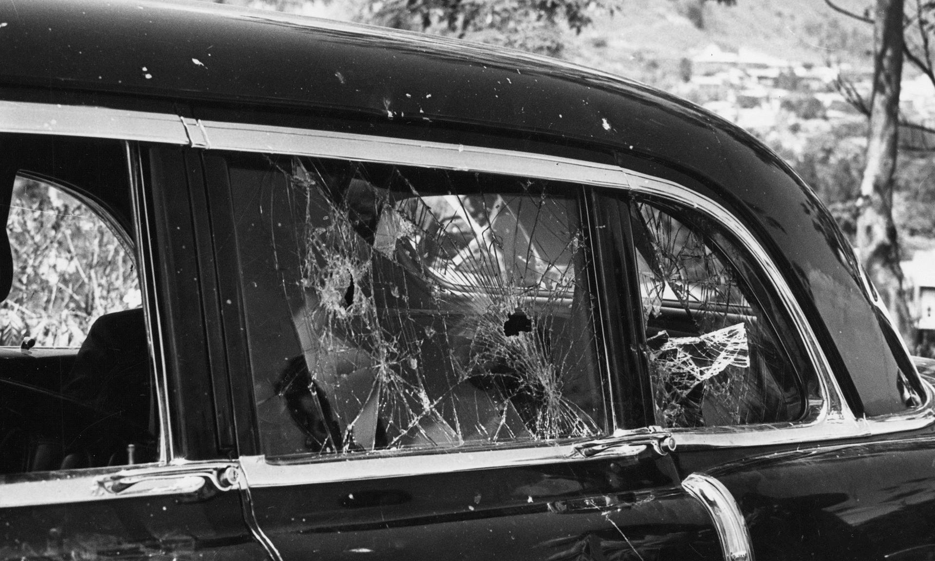 Moment image for US Vice President Richard Nixon's Caracas motorcade attacked.