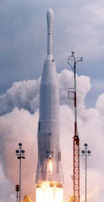 First rocket engine fired in space