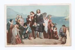 Pilgrims come to the new land on the Mayflower ship seeking religious freedom.