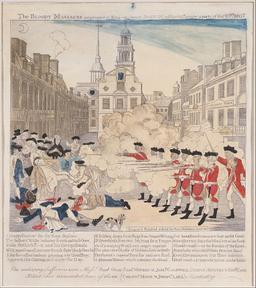 British soldiers fire on a mob, killing five colonists in the Boston Massacre incident.
