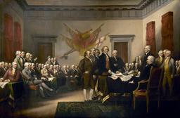 Continental Congress adopts Declaration of Independence, a significant historical document proclaiming colonial independence.