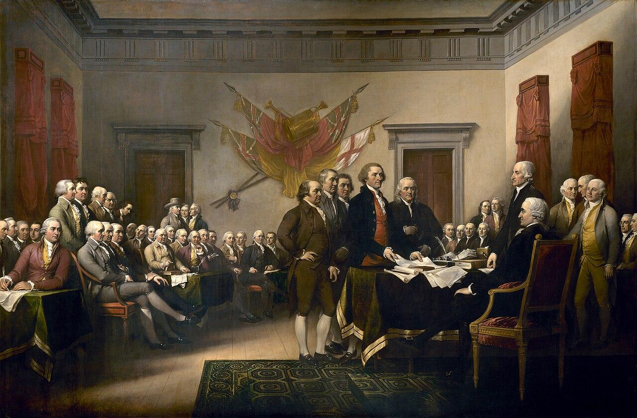 Moment image for Continental Congress adopts Declaration of Independence, a significant historical document proclaiming colonial independence.