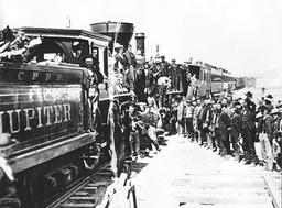 The Transcontinental Railroad united the nation's east and west coasts via railway construction.