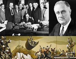 FDR launched New Deal, programs to aid in Great Depression relief, recovery, and reform efforts.