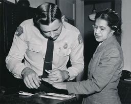 Rosa Park's bus protest initiates Montgomery Bus Boycott, inspiring civil rights movement.