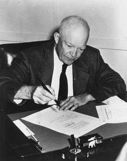 Civil Rights Act of 1957 signed by Eisenhower to protect voting rights for African Americans.