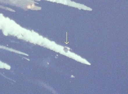 Moment image for Tragedy strikes as Challenger disaster claims seven crew members' lives in space shuttle incident.
