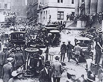 Moment image for Bombing in New York City claims lives of 38 individuals on Wall Street.