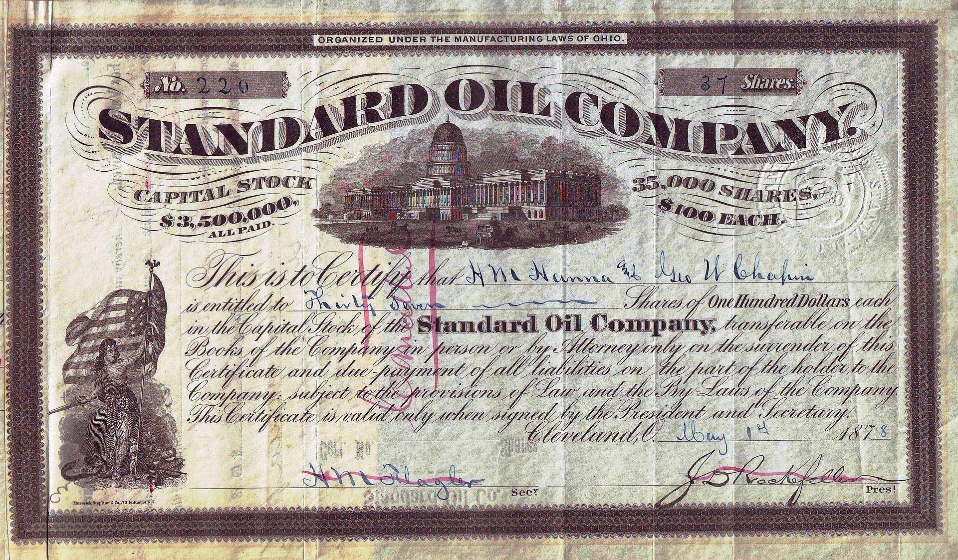 Moment image for Standard Oil's establishment by John D. Rockefeller and partners 