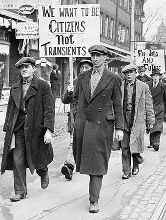 Moment image for Economic pressures during the Great Depression cause unemployment and widespread hardship.