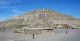 Construction of the Pyramid of the Sun at Teotihuacan, one of the largest pyramids in Mesoamerica