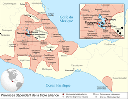 Formation of Aztec Triple Alliance united Tenochtitlan, Texcoco, and Tlacopan for power.