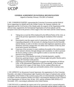 Fomboni Agreement resolves Anjouan crisis