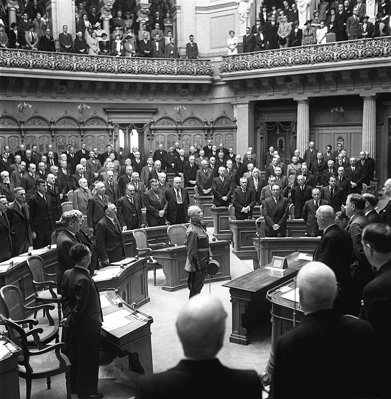 Moment image for Swiss Parliament elects Henri Guisan to head Swiss Army