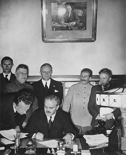 Nazi-Soviet Non-Aggression Pact divides Eastern Europe, solidifies alliance.