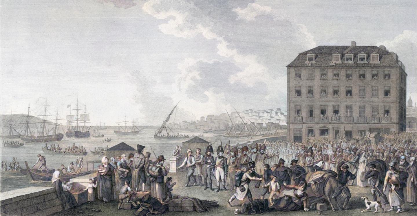 Moment image for French and British forces sign Sintra Convention leading to French evacuation from Portugal.