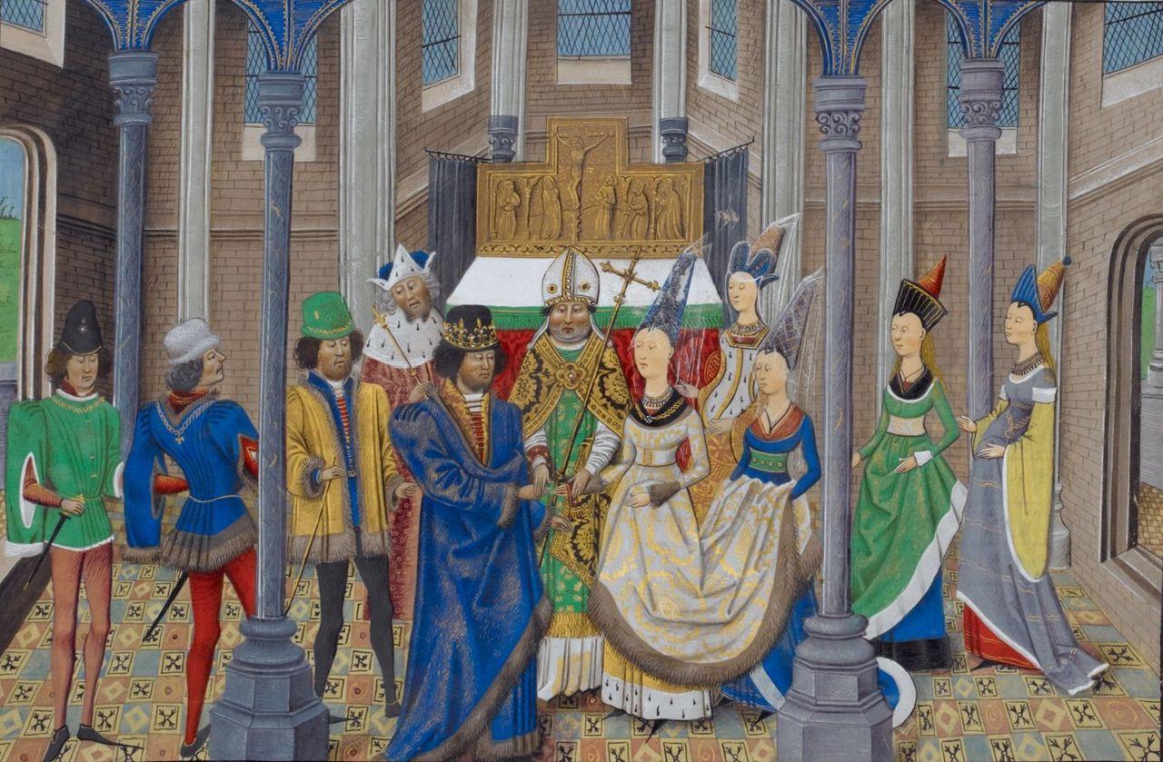 Moment image for King John I marries Philippa, strengthening Portugal-England ties.