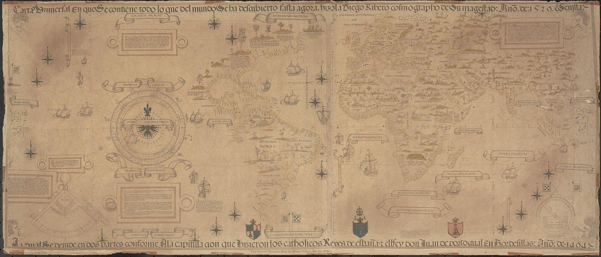 Moment image for Division of newly discovered lands outside Europe between Spain and Portugal through Treaty of Tordesillas.