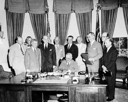 Signing of the North Atlantic Treaty Organization {NATO} agreement