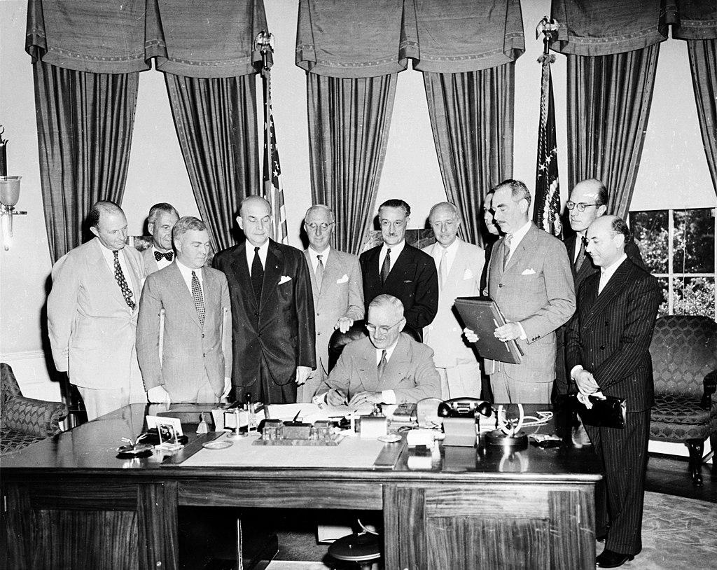 Moment image for Signing of the North Atlantic Treaty Organization {NATO} agreement