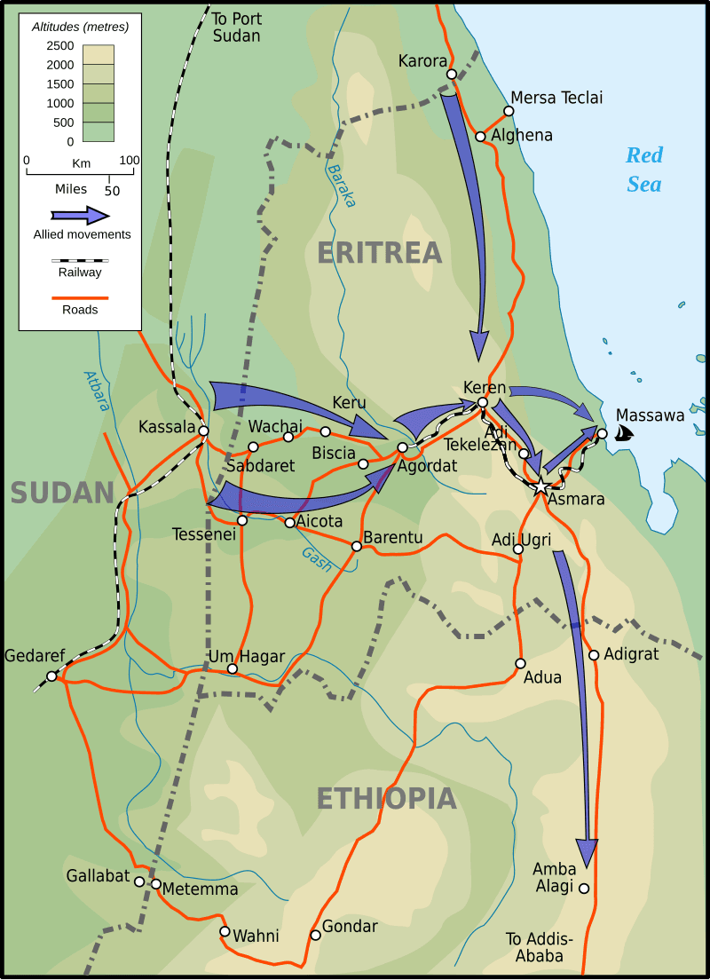 Moment image for British and Italian troops conflict in Eritrea