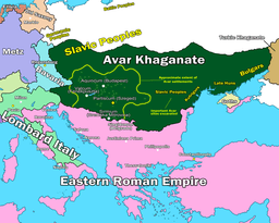 Avars establish dominance in Carpathian Basin through defeat of Gepids.
