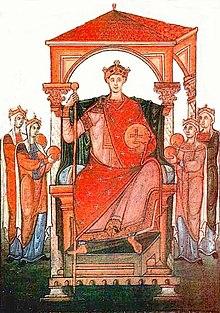 Moment image for Otto II's coronation as Holy Roman Emperor by Pope John XV in this historical event.