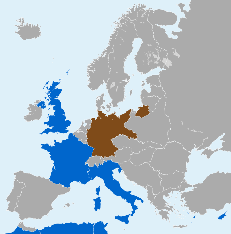 Moment image for Stresa Front: Allied opposition to German expansionism formed by Italy, France, and Great Britain.
