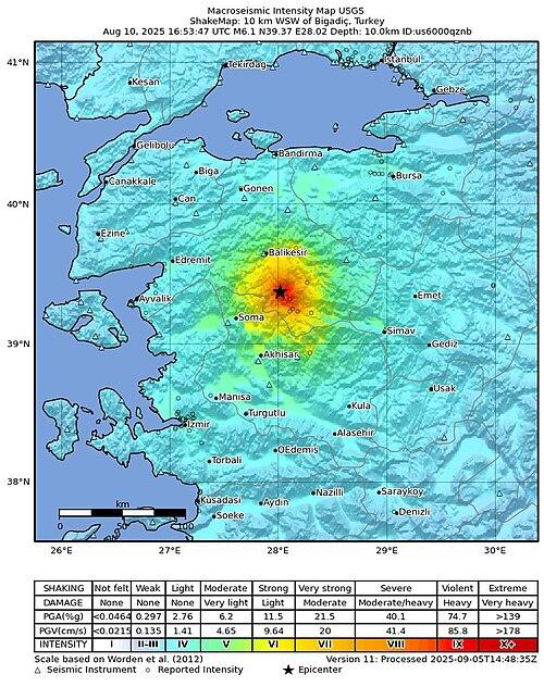 Moment image for Magnitude 6.1 earthquake strikes Balıkesir province