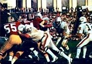 Moment image for Super Bowl VII: Miami Dolphins defeated Washington Redskins 14–7 at Los Angeles Memorial Coliseum in Los Angeles, California.