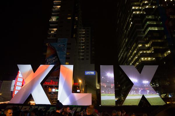Moment image for Super Bowl XLIX: New England Patriots defeated Seattle Seahawks 28–24 at University of Phoenix Stadium in Glendale, Arizona.