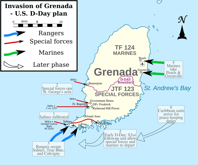 Moment image for Operation Urgent Fury: US-led invasion of Grenada to overthrow Marxist regime, counter Soviet influence.