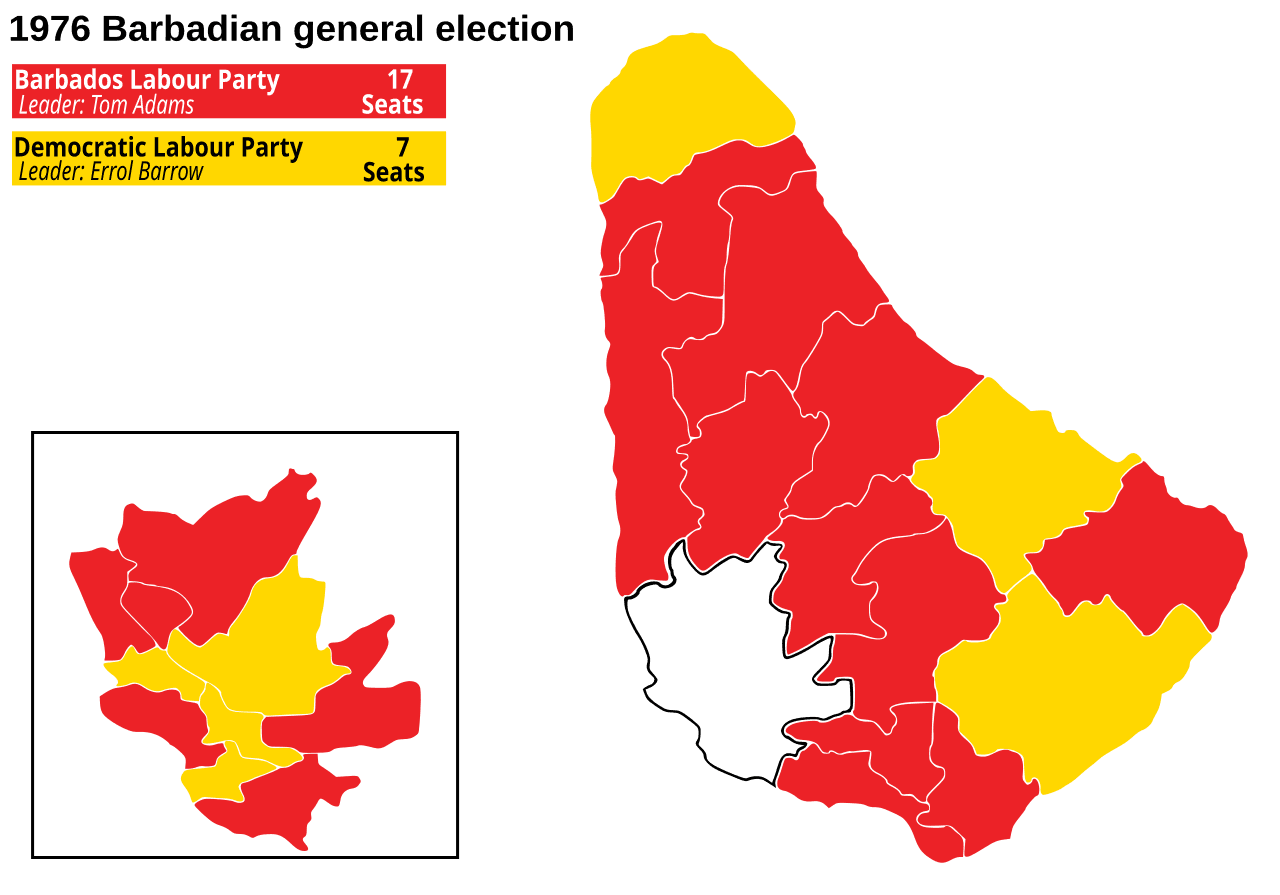 Moment image for Tom Adams leads BLP to victory, shifting political landscape and aiming for economic growth in Barbados.