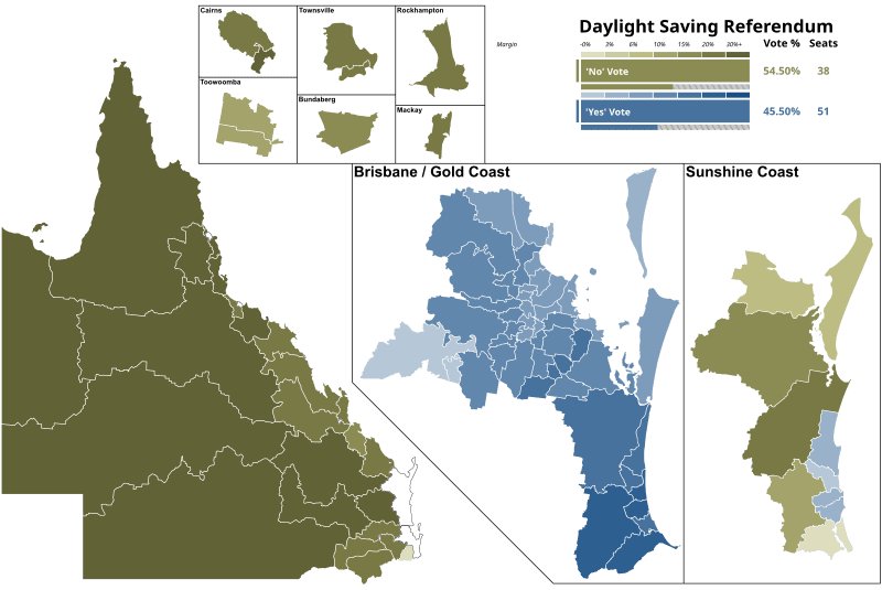 Moment image for Queensland Daylight Saving Referendum: 54.5% 'No' Vote