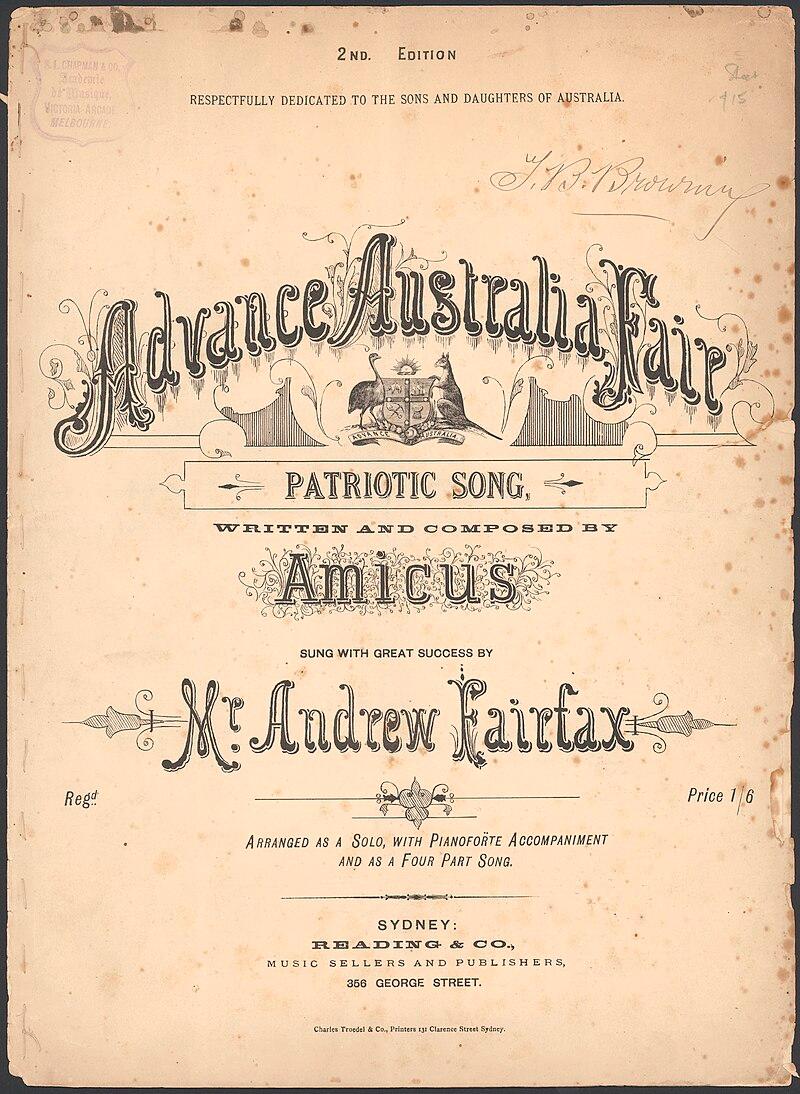Moment image for "Advance Australia Fair" is recognized as Australia's national song, but not as the national anthem.