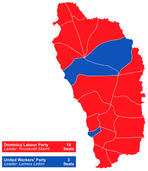 Moment image for Dominica Labour Party wins fifth term; Skerrit returns as Prime Minister.