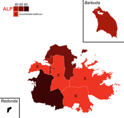 The Antigua Labour Party (ALP) securing a majority in the general elections