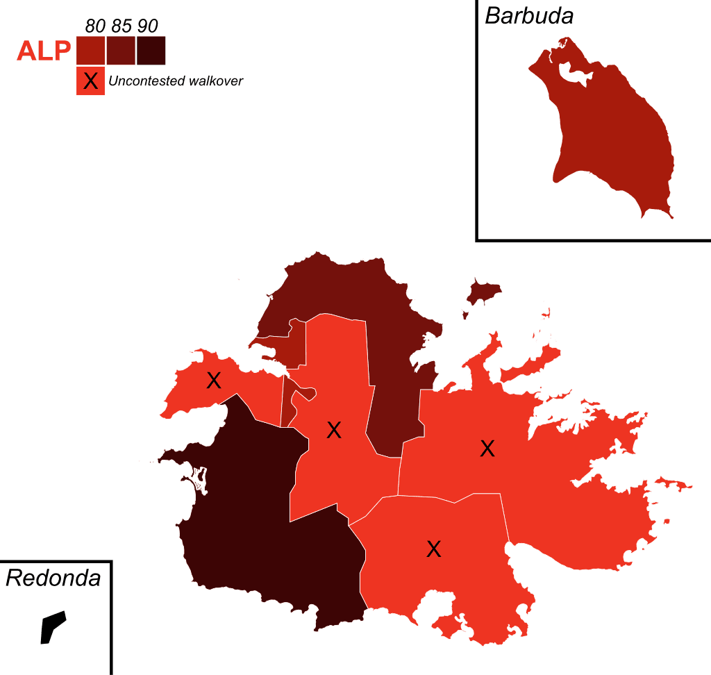 Moment image for The Antigua Labour Party (ALP) securing a majority in the general elections