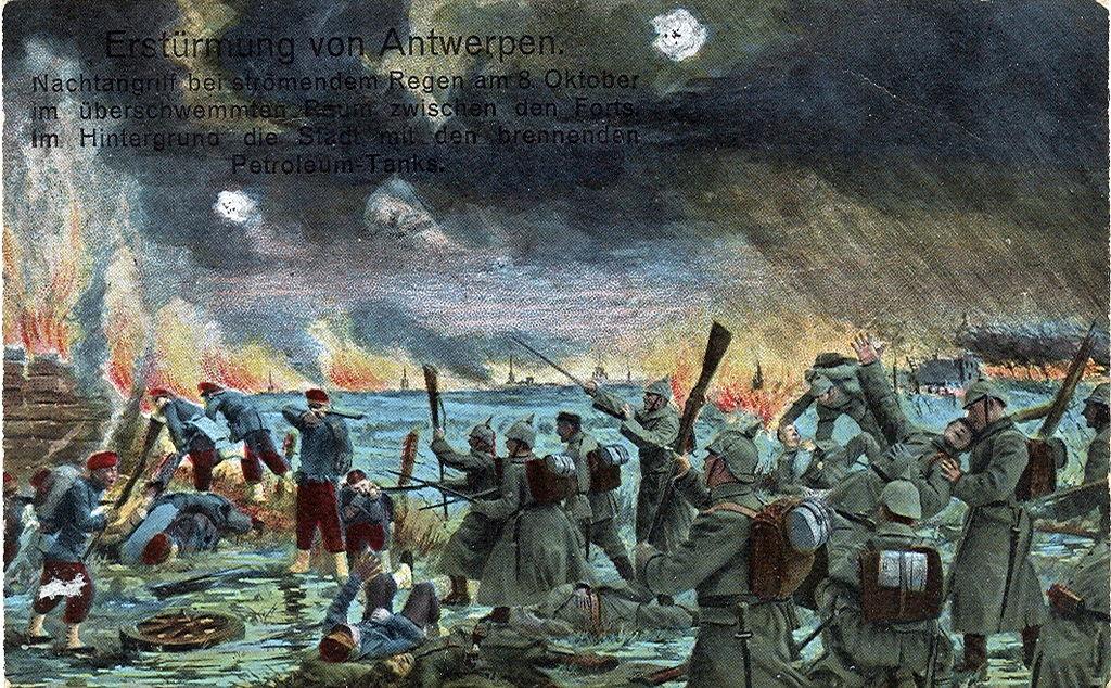 Moment image for Siege of Antwerp: Fall of strategic Belgian port to German forces in World War I.