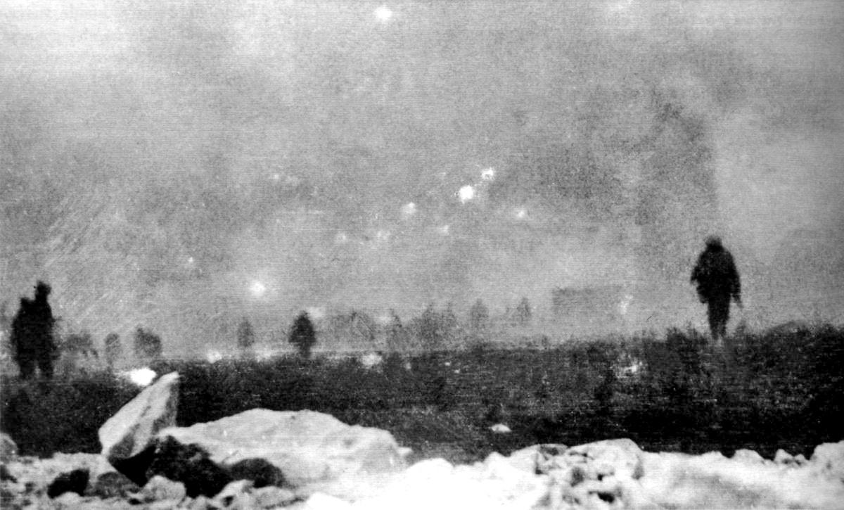 Moment image for Battle of Loos: British offensive with poison gas sees limited success and heavy casualties.