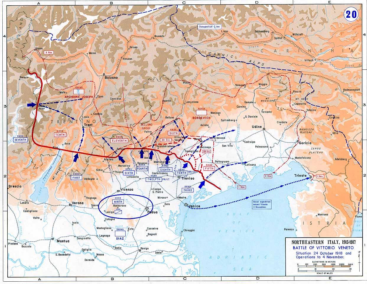 Moment image for Battle of Vittorio Veneto: Decisive Italian victory in World War I against Austro-Hungarian forces.