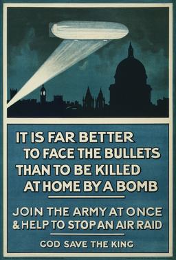 German Zeppelin Raid: Beginning of Aerial Warfare in WWI, Impact on British Civilian Populations.
