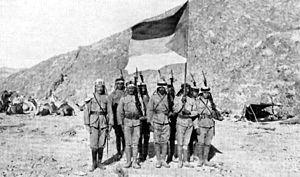 Moment image for Arab Revolt against Ottoman rule with British support during World War I.