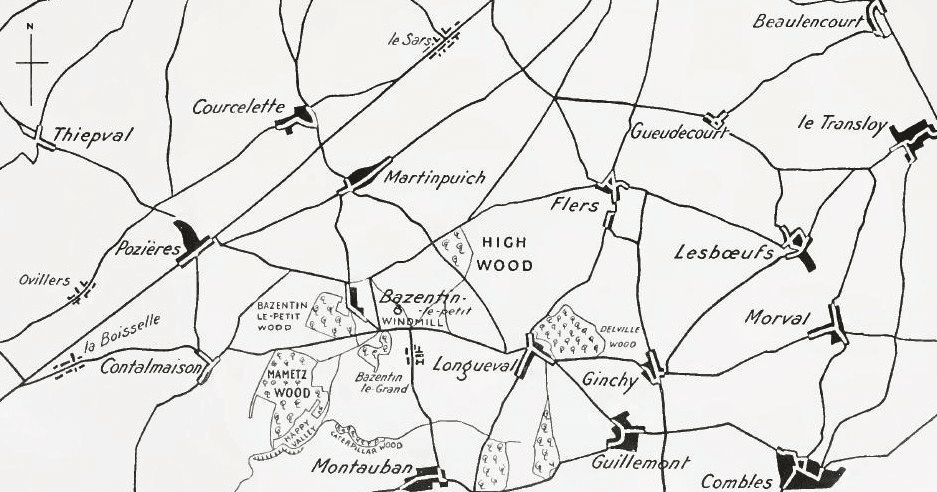 Moment image for British offensive at Bazentin Ridge: costly gains in WWI Somme campaign.