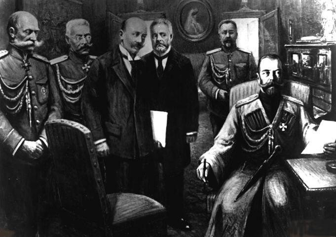 Moment image for Russian Revolution: Tsar Nicholas II abdicates, Provisional Government forms amidst internal strife.