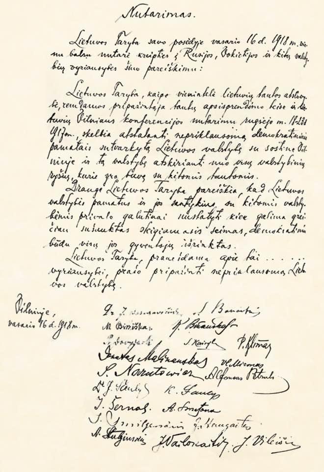 Moment image for Lithuania's Declaration of Independence during Russian Empire collapse in World War I.