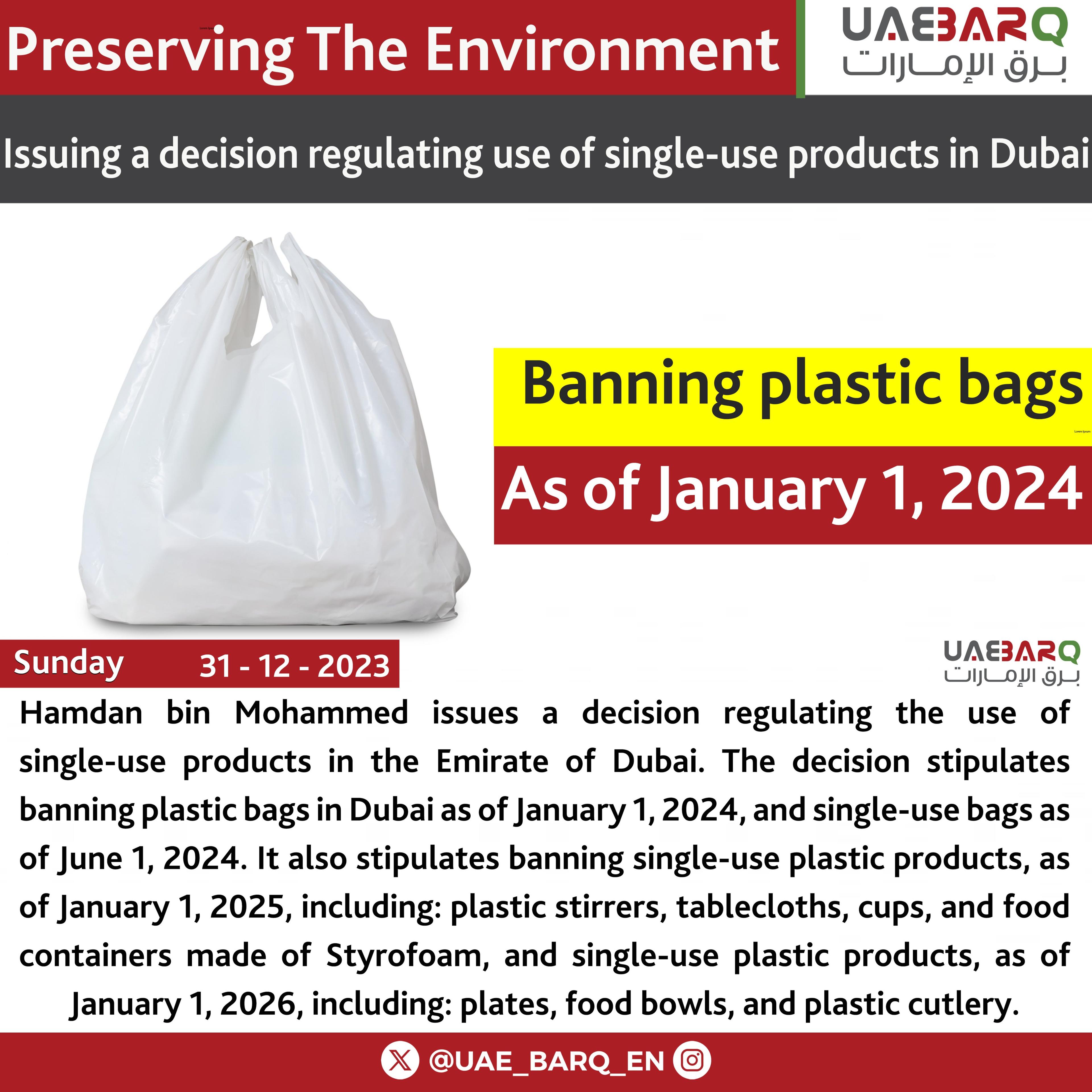 Moment image for Combatting Plastic Pollution: Dubai Bans Single-Use Plastic Bags