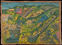 Siege and defeat of Gondar by Oromo warriors in historical conflict.