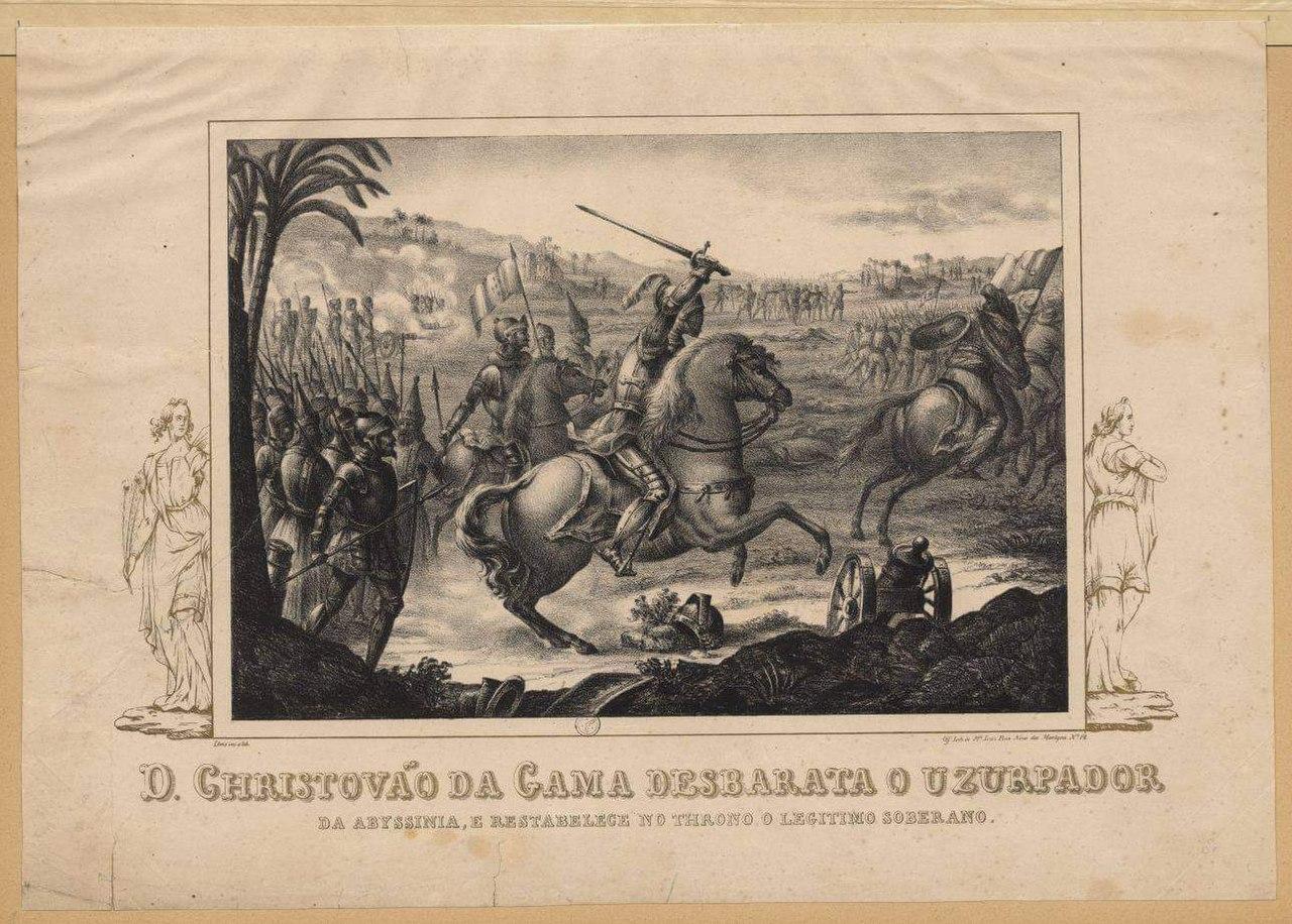 Moment image for Portuguese capture Muslim hillfort in Battle of Baçente during Christovão da Gama’s campaign.